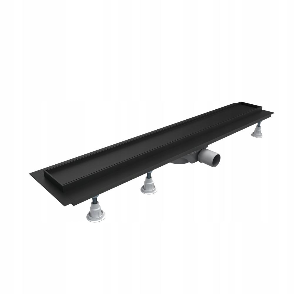 Odpływ liniowy Base-Low Black Standard 60x8 z mask do zabudowy płytkami