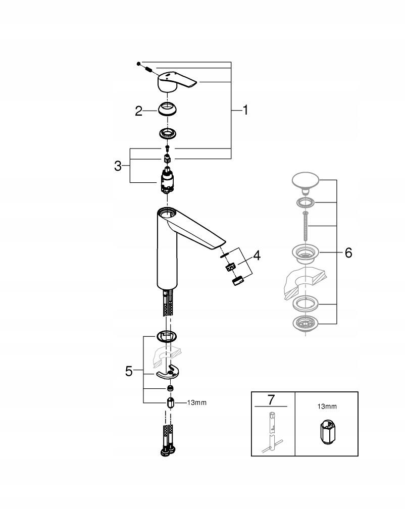 GROHE Bateria umywalkowa Grohe Eurosmart jednouchwytowa, rozmiar XL, chrom