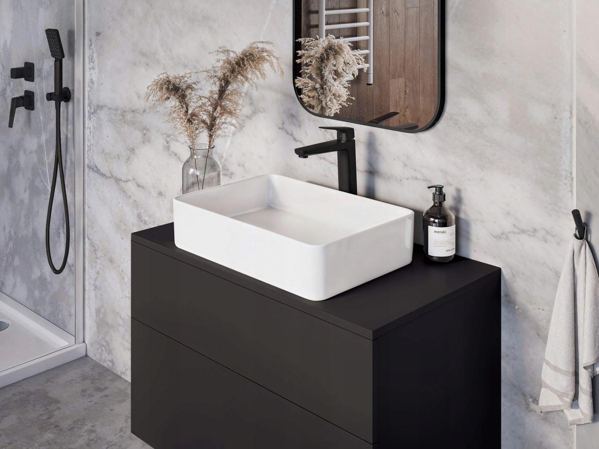 DEANTE Bateria umywalkowa Blur, nero, z podwyższonym korpusem