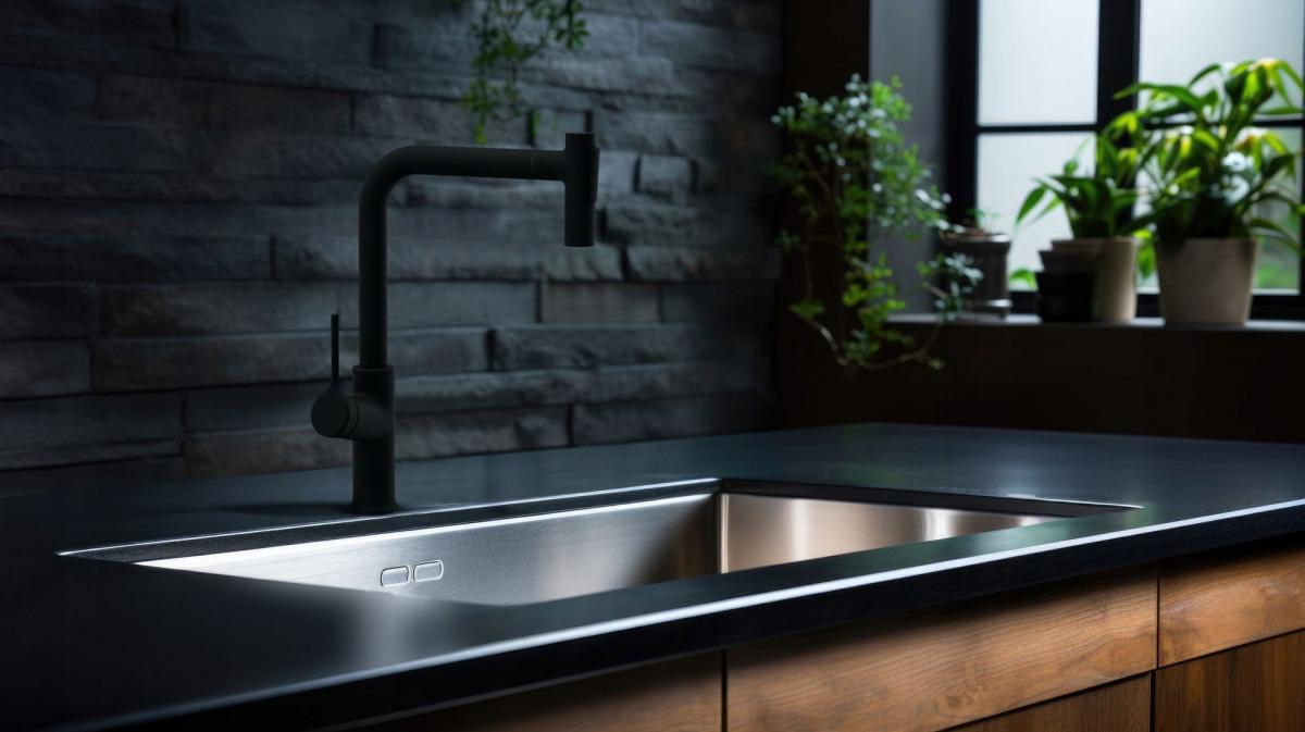 INVENA BATERIA ZLEW FARSALA Z WYCIĄGANĄ 2F WYLEWKĄ TYPU L CZARNA TREND