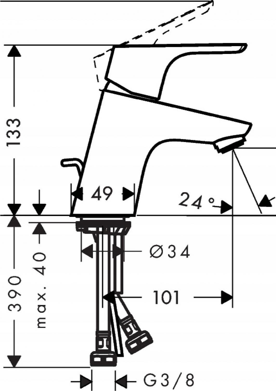 Bateria umywalkowa stojąca HANSGROHE VITALLE TICA 1-uchwyt. 1-otw. chrom