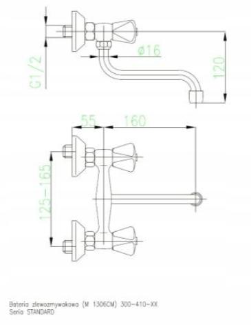 Bateria zlewozmywakowa TRES BM-TRES chrom z obrotową wylewką