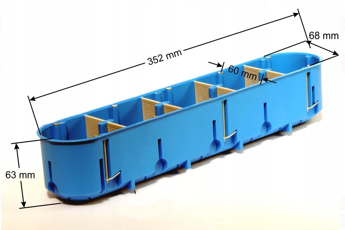 SIMET Puszka podtynkowa gips, głęboka, niebieska, multibox P5X60D