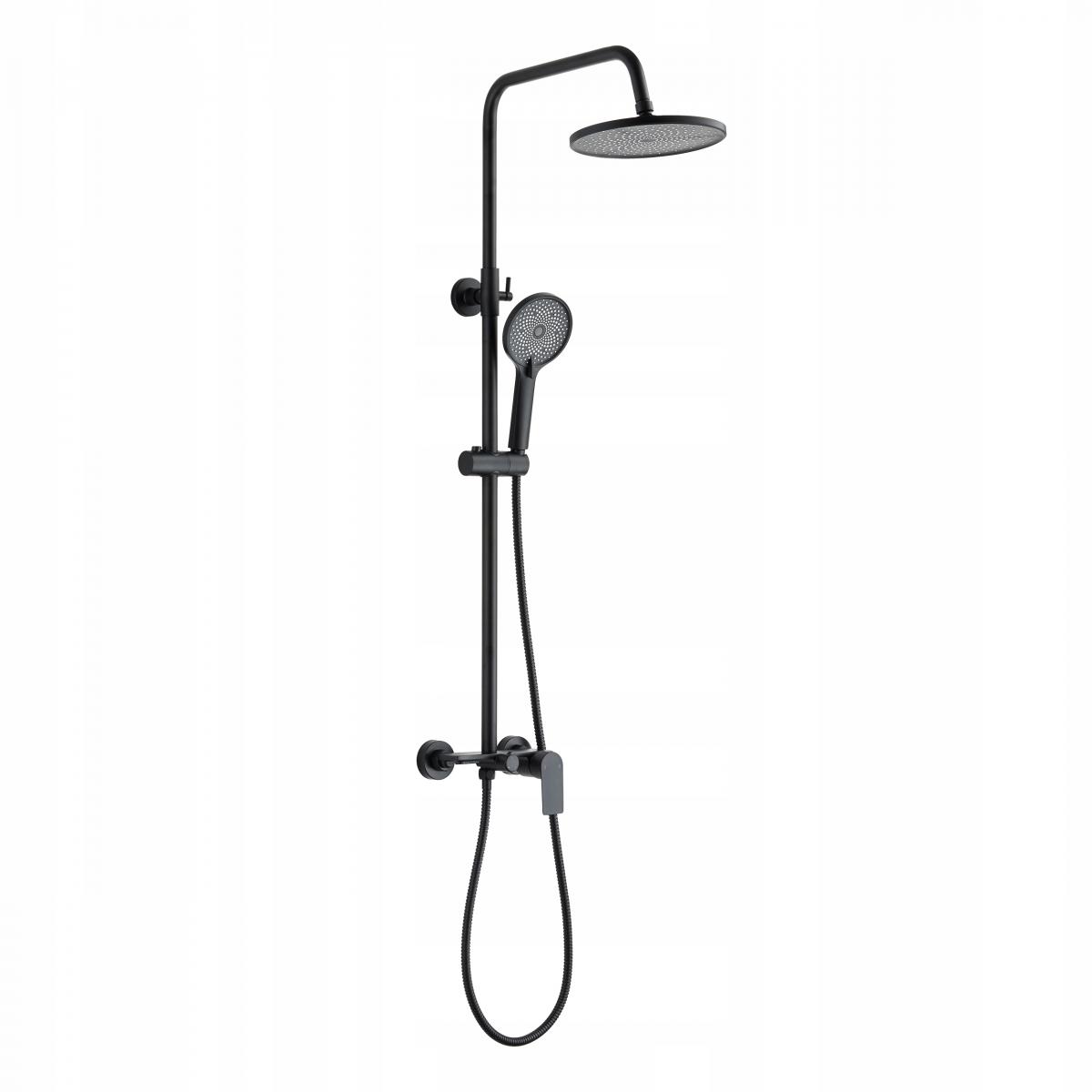 INVENA DESZCZOWNIA Z BATERIĄ NATRYSKOWĄ RIKIA CZARNA