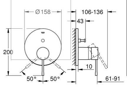 GROHE Bateria do obsługi 2 wyjść hard graphite 48h