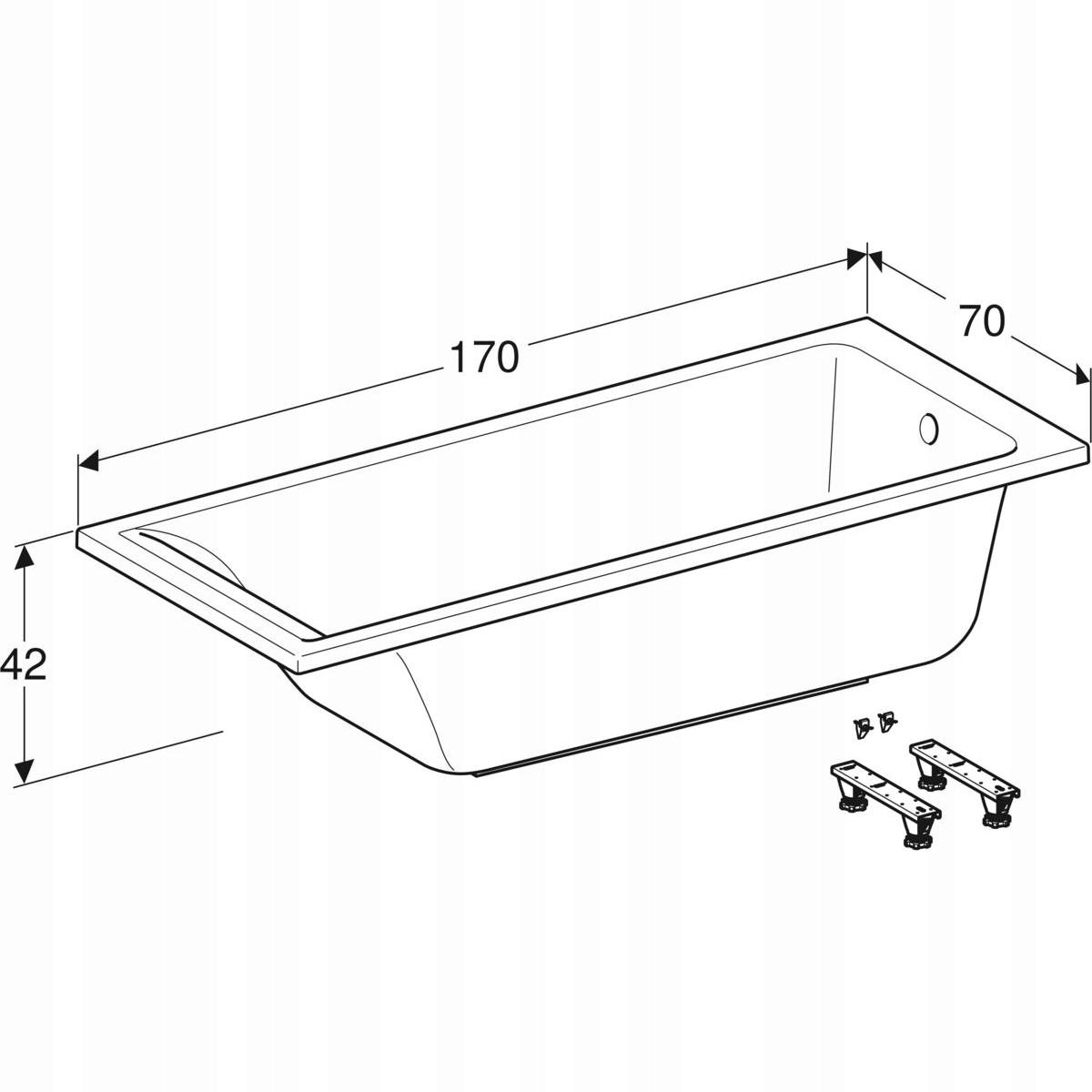GEBERIT Wanna prostokątna Selnova Square 170x70 cm