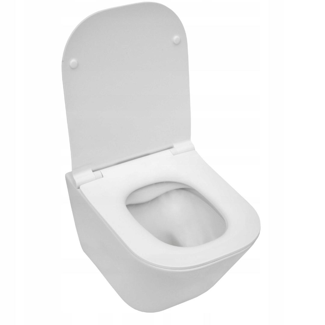 Miska WC podwieszana Rimless Square Compacto z deską wolnoopadającą slim