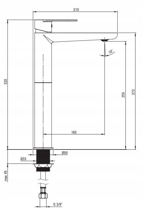 DEANTE Bateria umywalkowa wysoka Alpinia, złoty