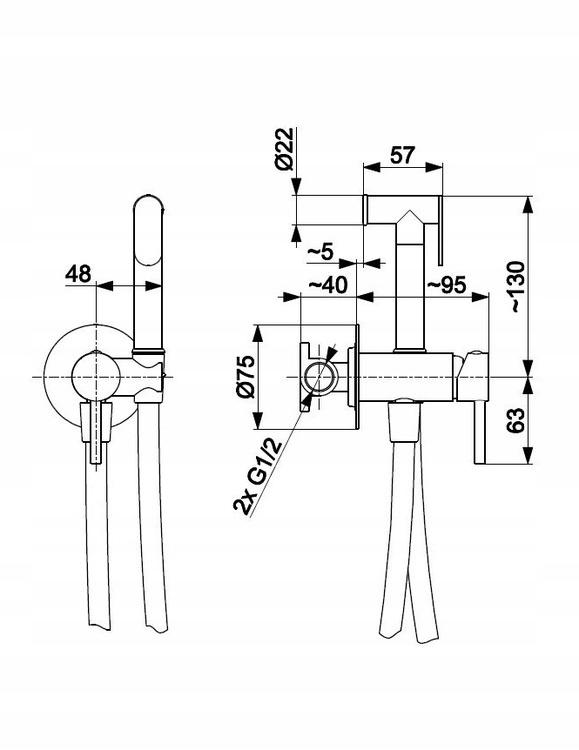 Bateria bidetowa podtynk ARMATURA KRAKÓW MOZA 1-otw. mosiężna złoty szczotk