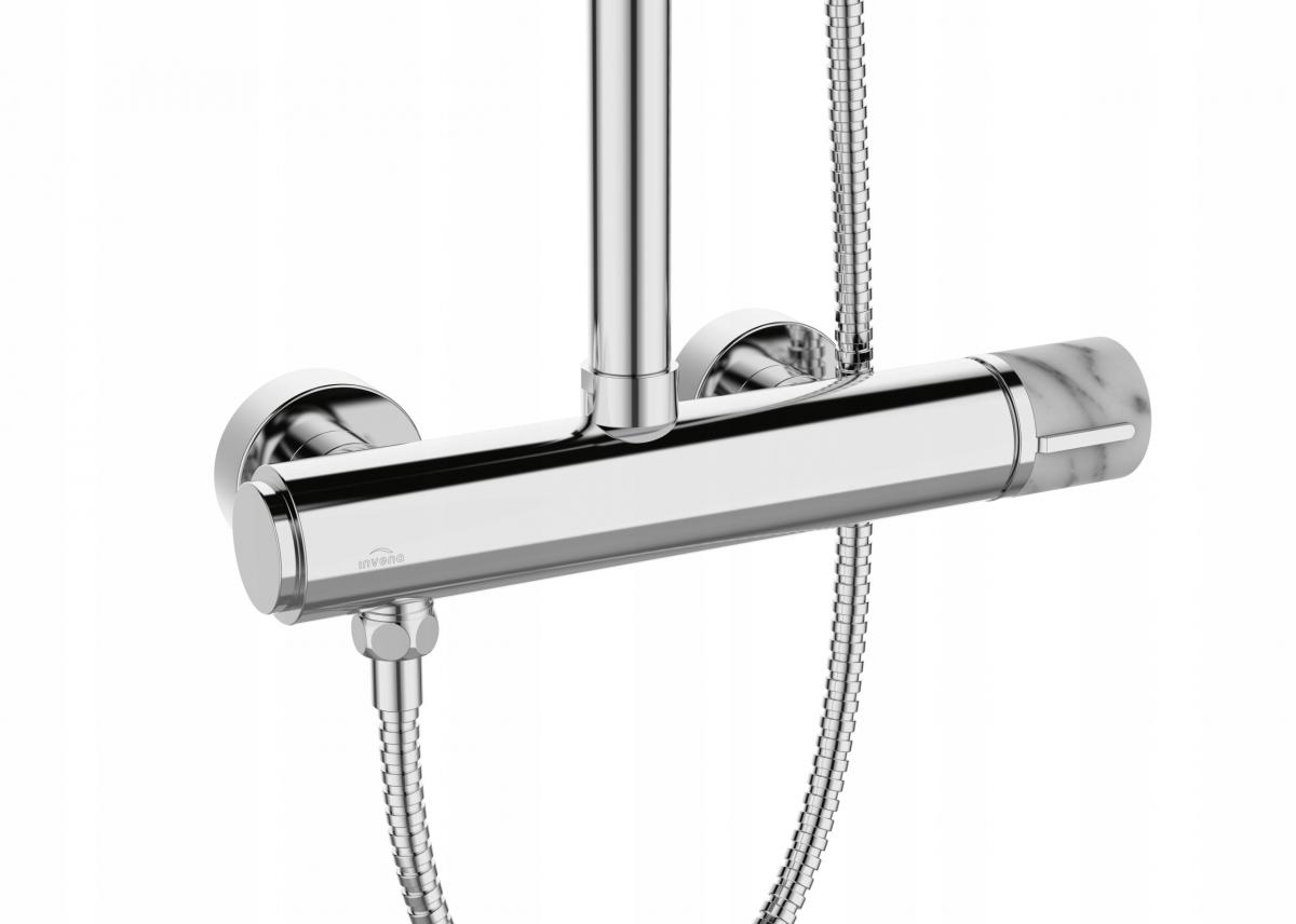 INVENA DESZCZOWNIA Z BATERIĄ NATRYSKOWĄ GABRO PLUS INVENA TREND CHROM