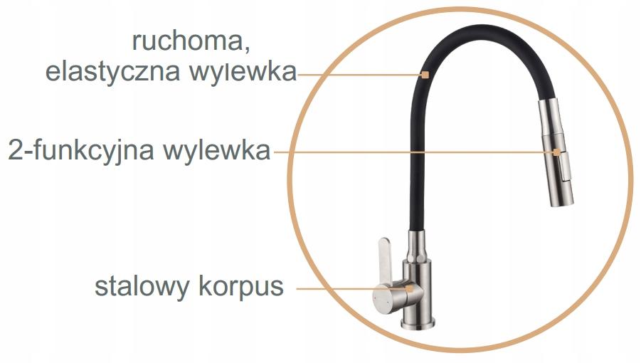 INVENA BATERIA ZLEWOZMYWAKOWA DALIS Z RUCHOMĄ 2F WYLEWKĄ, BIAŁA