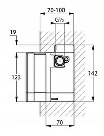 Element podtynkowy do elektronicznej baterii umywalkowej KLUDI