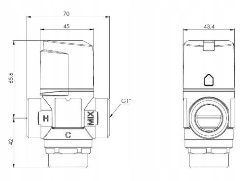 Zawór mieszający termostatyczny ATM 361 DN 20 1 GZ 10 bar Kvs 1.6 20-43°C