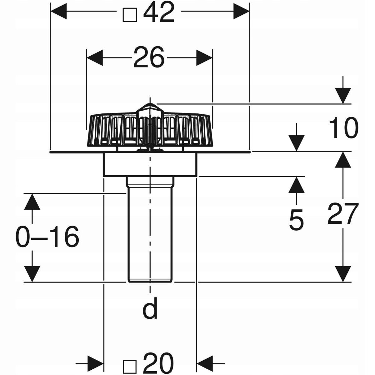 Wpust dachowy Geberit Pluvia z uniwersalnym kołnierzem przyłączeniowym d90