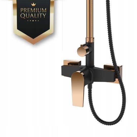 INVENA DESZCZOWNIA Z BATERIĄ NATRYSKOWĄ MIDNIGHT BLACK/GOLD ROSE