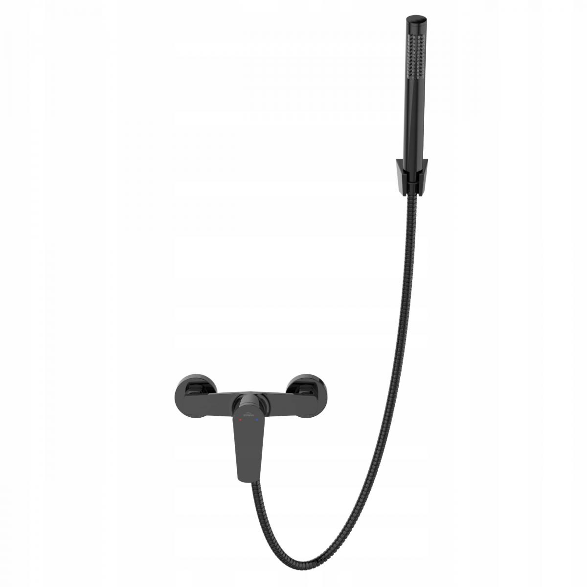 INVENA BATERIA NATRYSKOWA ALONIA INVENA TREND Z ZESTAWEM NATR CZARNY POŁYSK