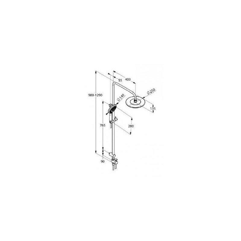 Dual shower system KLUDI FRESHLINE L = 980-1290 mm chrom