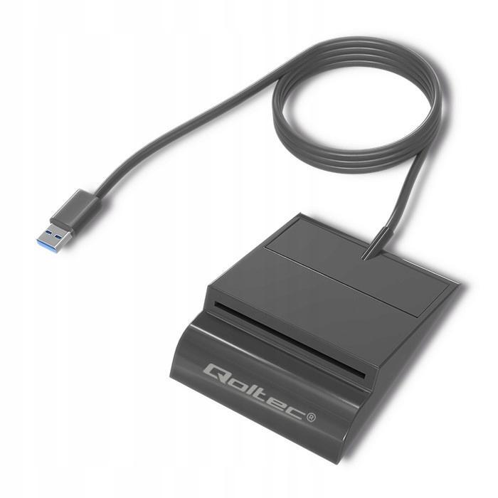 QOLTEC Inteligentny czytnik chipowych kart ID SCR-0636, USB typu C, 50636
