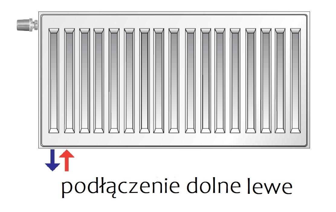 Polski grzejnik stalowy PURMO CV11 450x3000 DOLNY LEWY GRAFIT SZARY R 7024