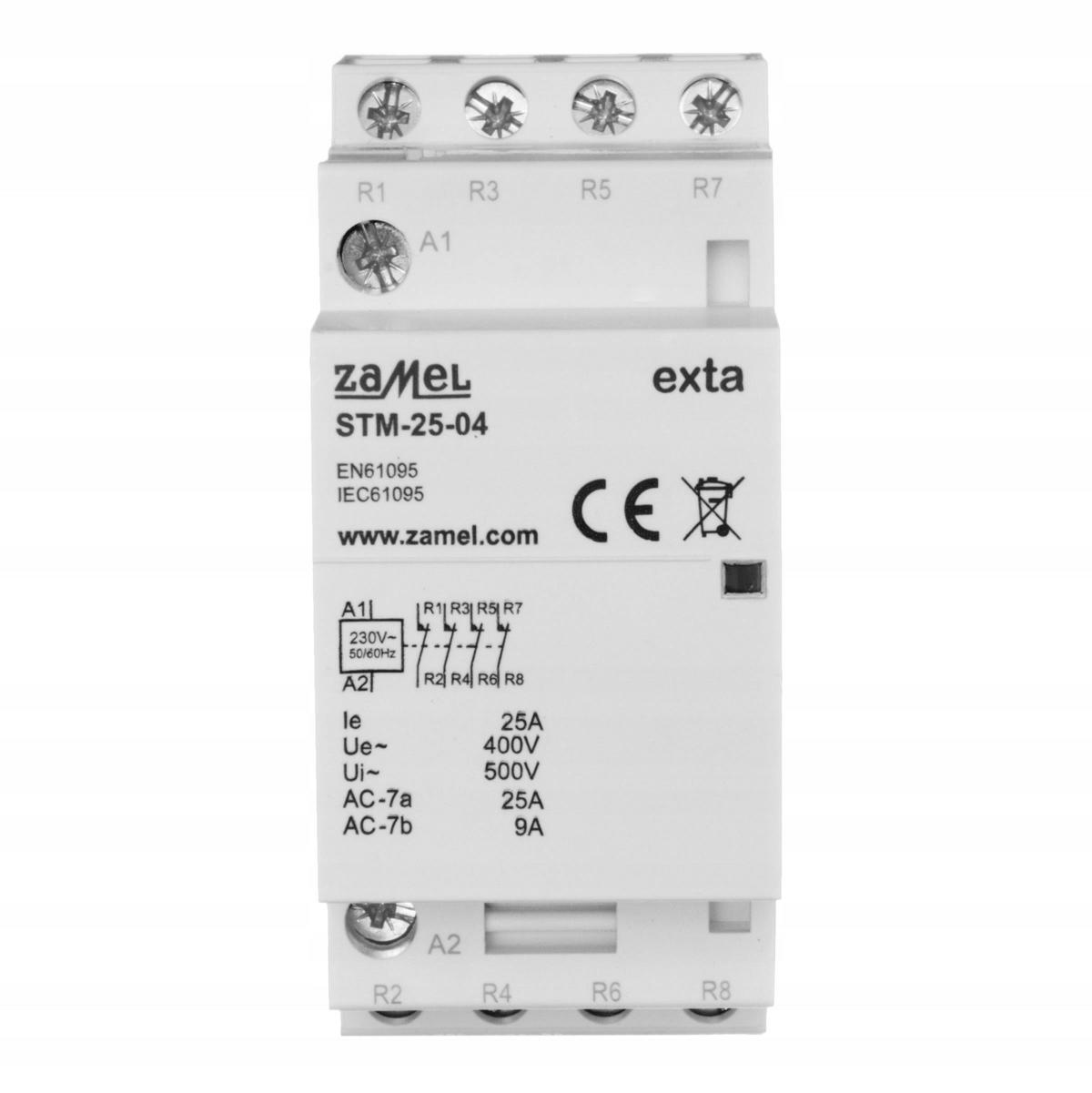 ZAMEL Stycznik modułowy instalacyjny 25A, 4xNC, 230V AC STM-25-04