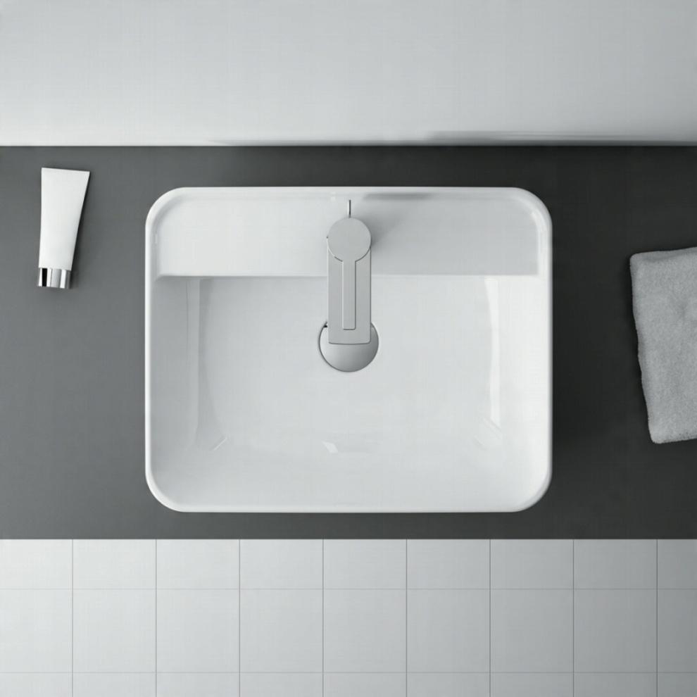 Umywalka nablatowa ENZO 50x40cm, z/otw., b/przel. Ceramiczna Biały ELITA