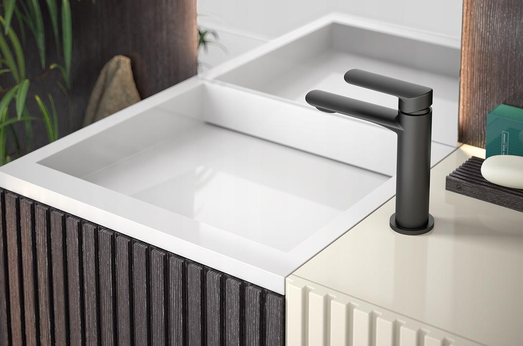 Bateria umywalkowa stojąca VEDO DESSO NERO 1-uchw 1-otw mosiężna czarna mat