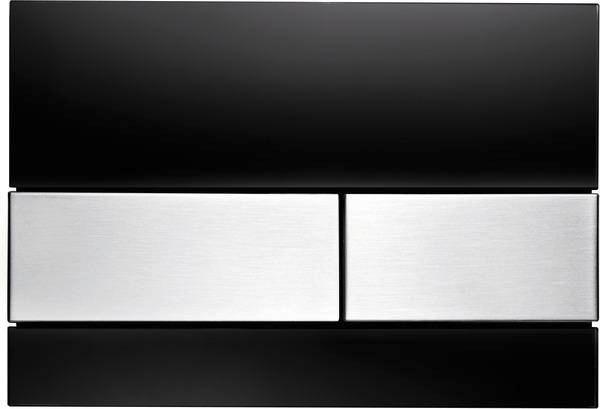 Przycisk spłukujący TECE square podwójny do WC szkło/stal szczotkow czarny