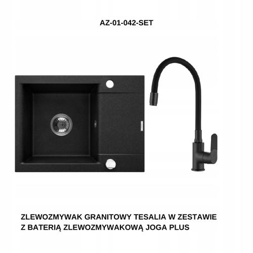 ZLEWOZMYWAK GRANIT 1K TESALIA W ZES Z CZARNĄ BZ JOGA PLUS SYF CHR Z KRÓT OC