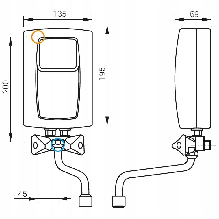 Podgrzewacz elektryczny przepływowy 4.4 kW KOSPEL TWISTER EPS2-4,4