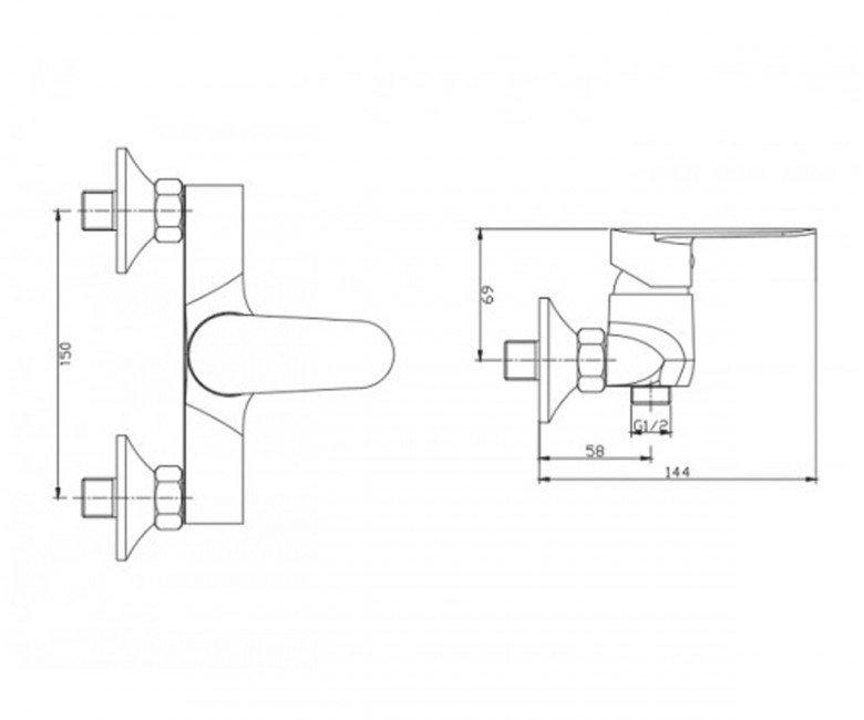 Bateria natryskowa INVENA DOKOS CZARNY CHROM 48h