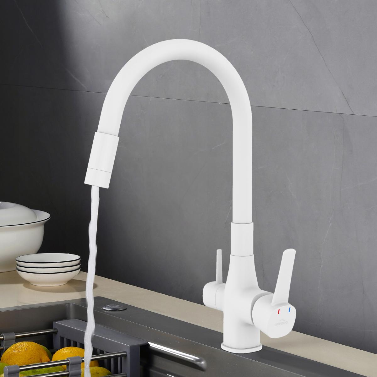 INVENA BATERIA ZLEWOZMYWAKOWA Z FILTREM GLAMOUR INVENA TREND, BIAŁA