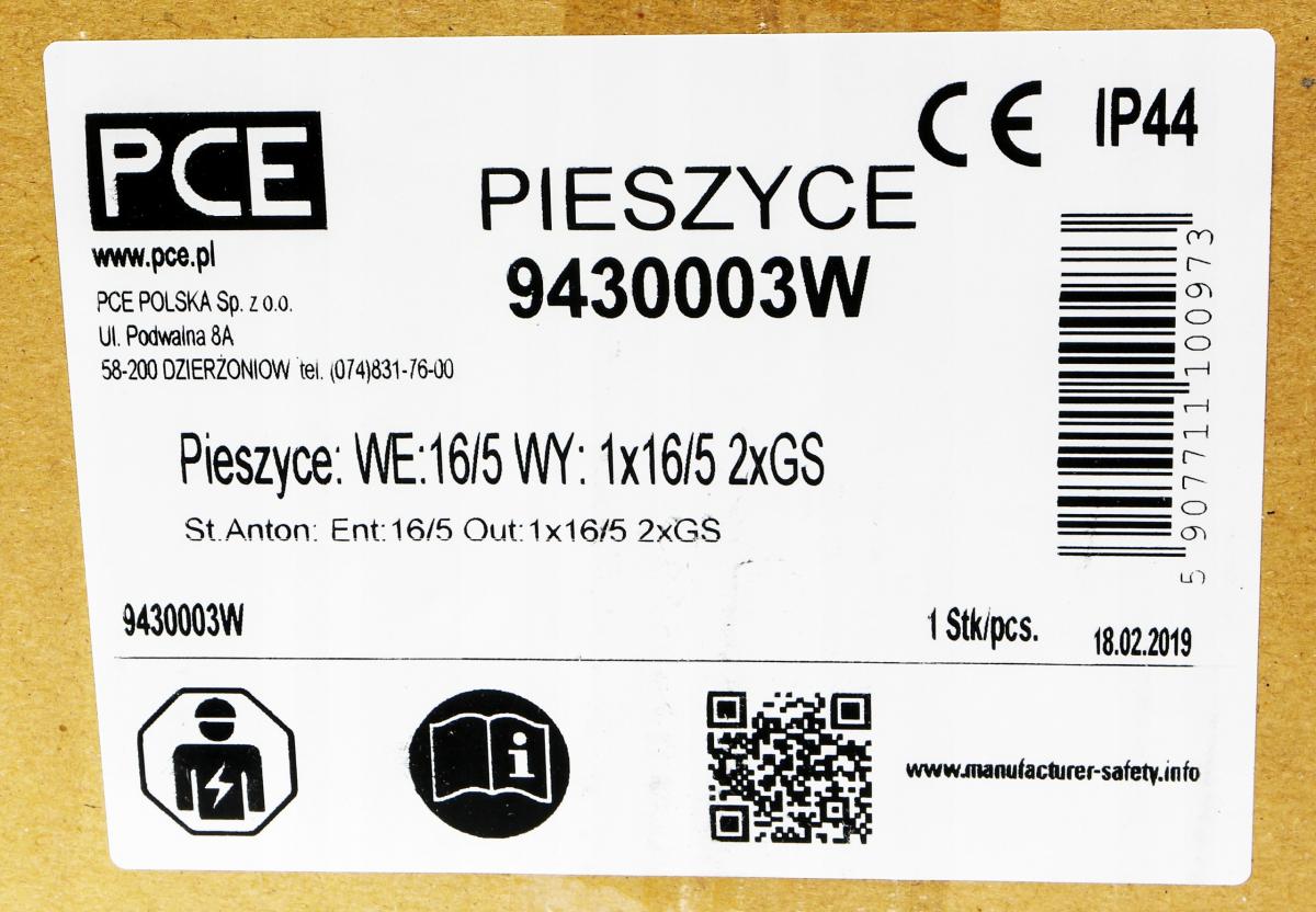 Rozdzielnica przenośna z tworzywa typ Pieszyce wejście 16/5 -wyjście 16/5