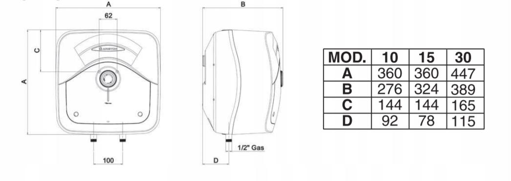 Podgrzewacz elektr. poj do montażu nad zlewem 10l ARISTON ANDRIS R 10 PL