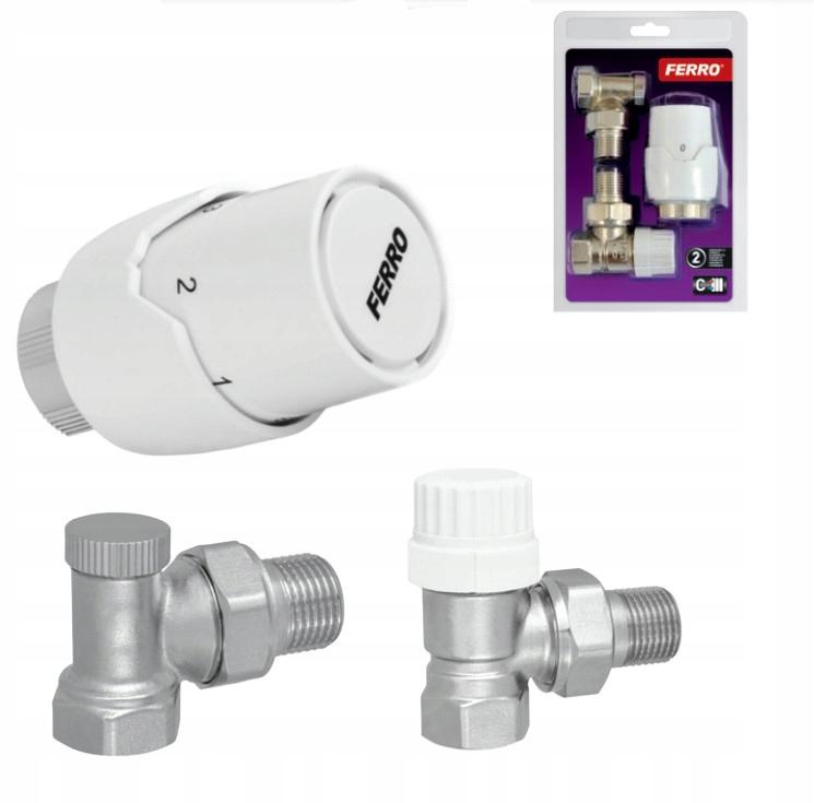 Komplet termostatyczny kątowy 1/2