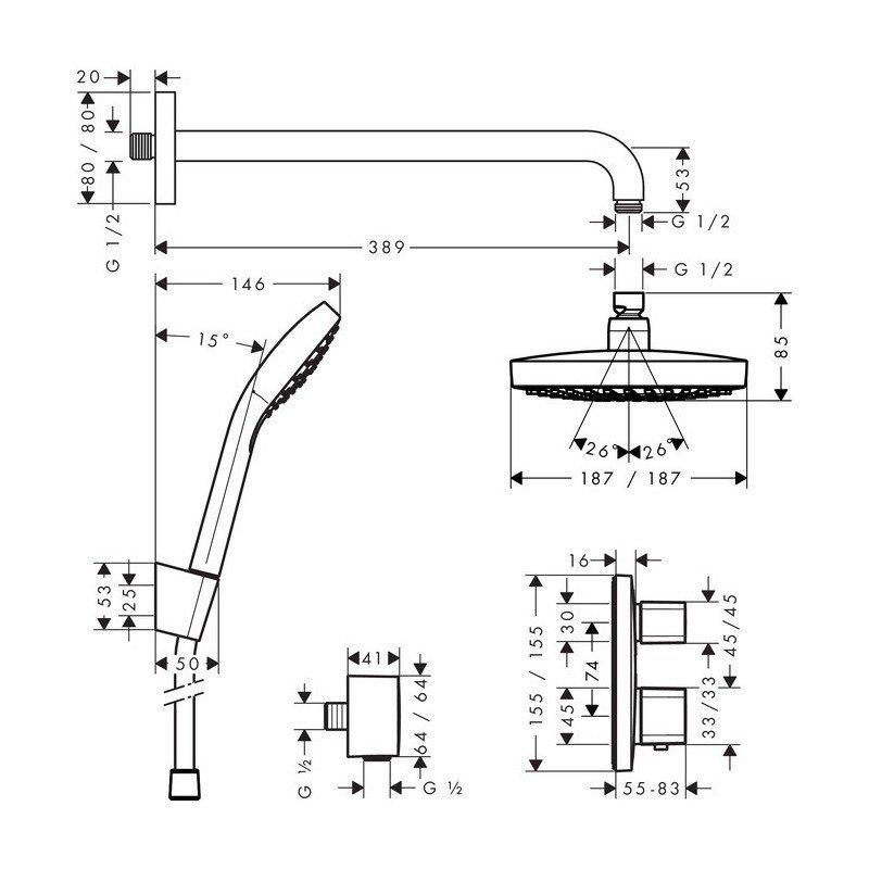 Zestaw prysznicowy podtynkowy Hansgrohe Croma