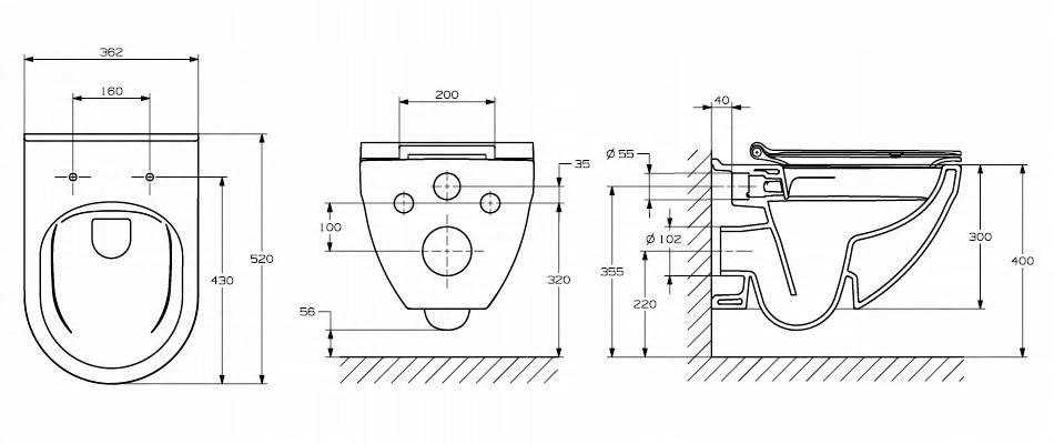 Miska wisząca HEBE 52x36cm Rimless Biały + Deska Slim wolnoopad. ROCA[16]