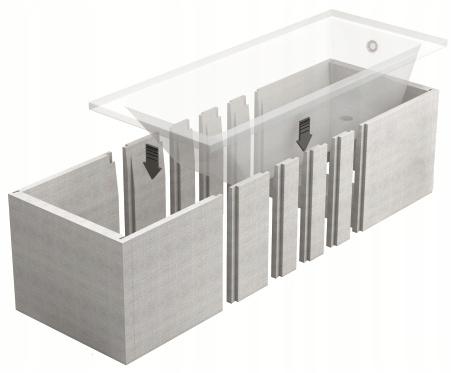 Nośnik uniwersalny do wannien prostokątnych akryl / stal 120-170x70x61m 1.0