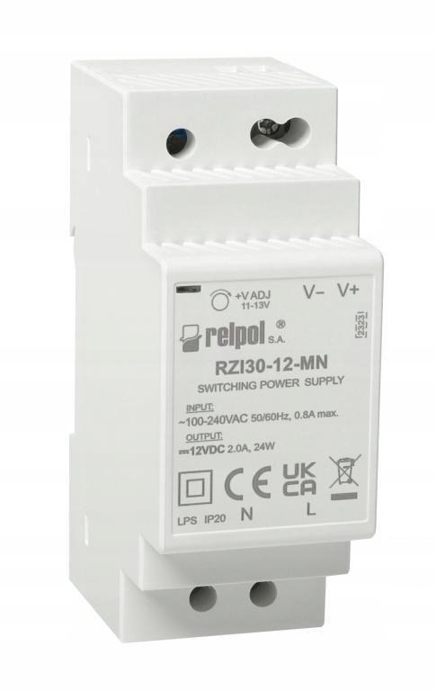 RELPOL Zasilacz impulsowy 24 W, 12 V DC RZI30-12-MN