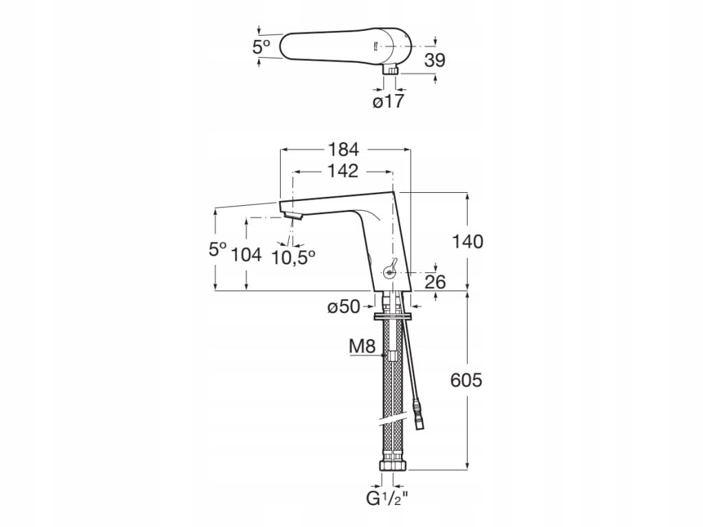 ROCA Bateria umywalkowa stojąca elektroniczna ROCA L30-E 1-otworowa chrom