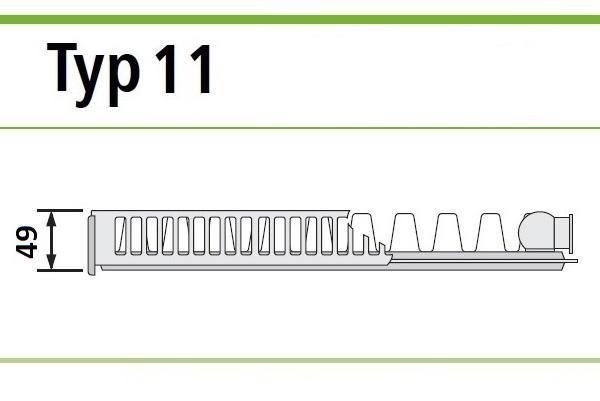 Grzejnik POLSKI STALOWY INVENA RAL 9005 C11 900x500 C 11 Boczny CZARNY