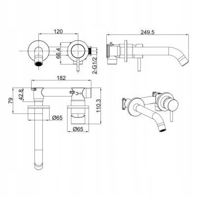 Bateria natryskowa INVENA podtynkowa GLAMOUR CZARNA 48h