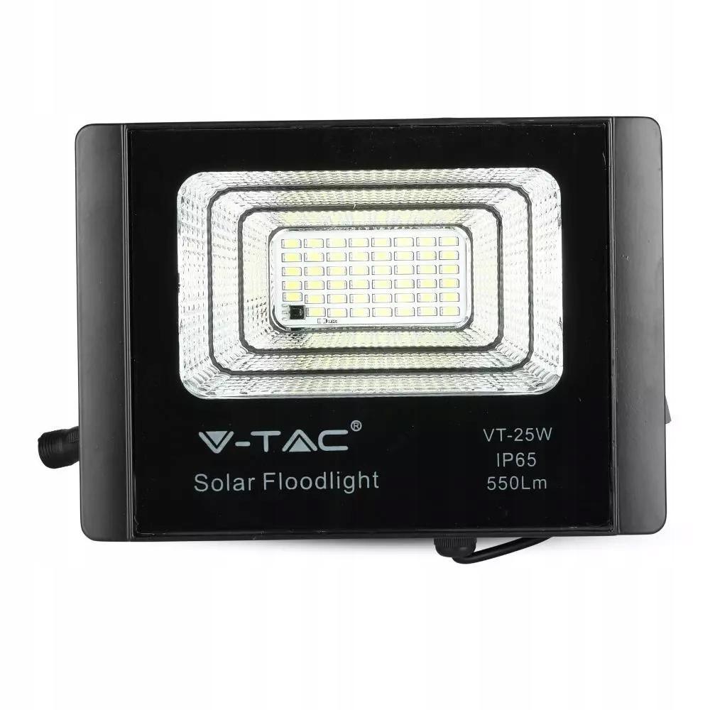 Projektor LED Solarny V-TAC 12W Czarny IP65, Pilot, Timer VT-25W 4000K 550l