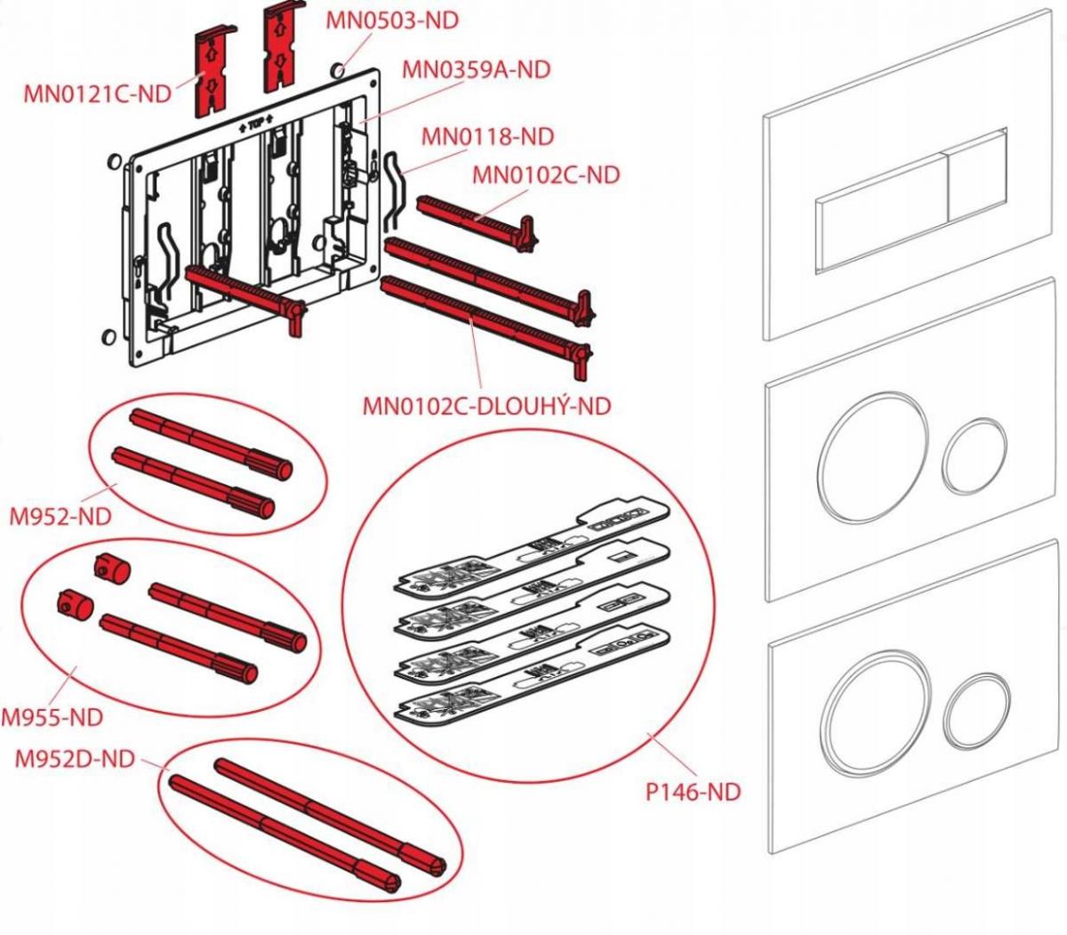 Przycisk sterujący ALCADRAIN THIN do systemów z tworz sztucznego biały MAT