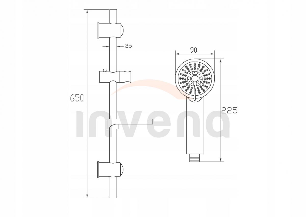 INVENA ZESTAW NATRYSKOWY NA DRĄŻKU FRESCO 3F
