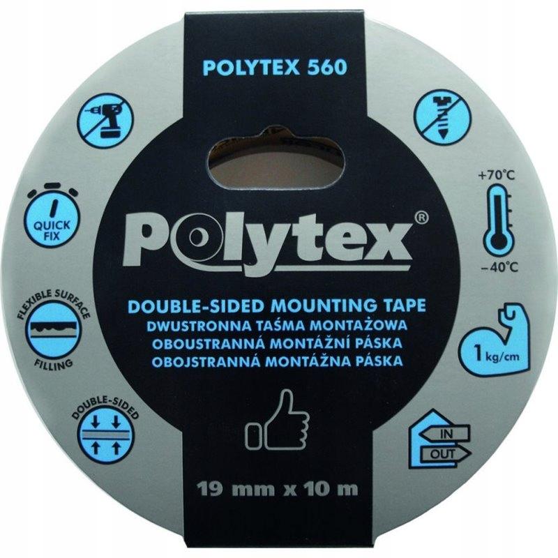 ANTICOR Taśma Polytex 560 dwustronna biała montażowa, 19 mm x 1,1 mm x 10 m