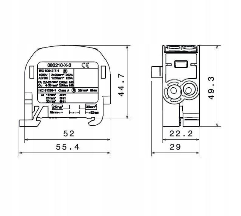 SIMET SCB 35 Blok rozdzielczy - odgałęźny Al/Cu 80210 SIMBLOCK zielony