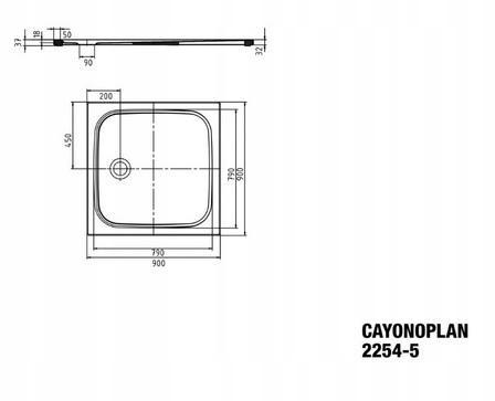 Brodzik stalowy emaliowany z ekstrapłaskim nośnikiem 90x90x1.8 cm KALDEWE