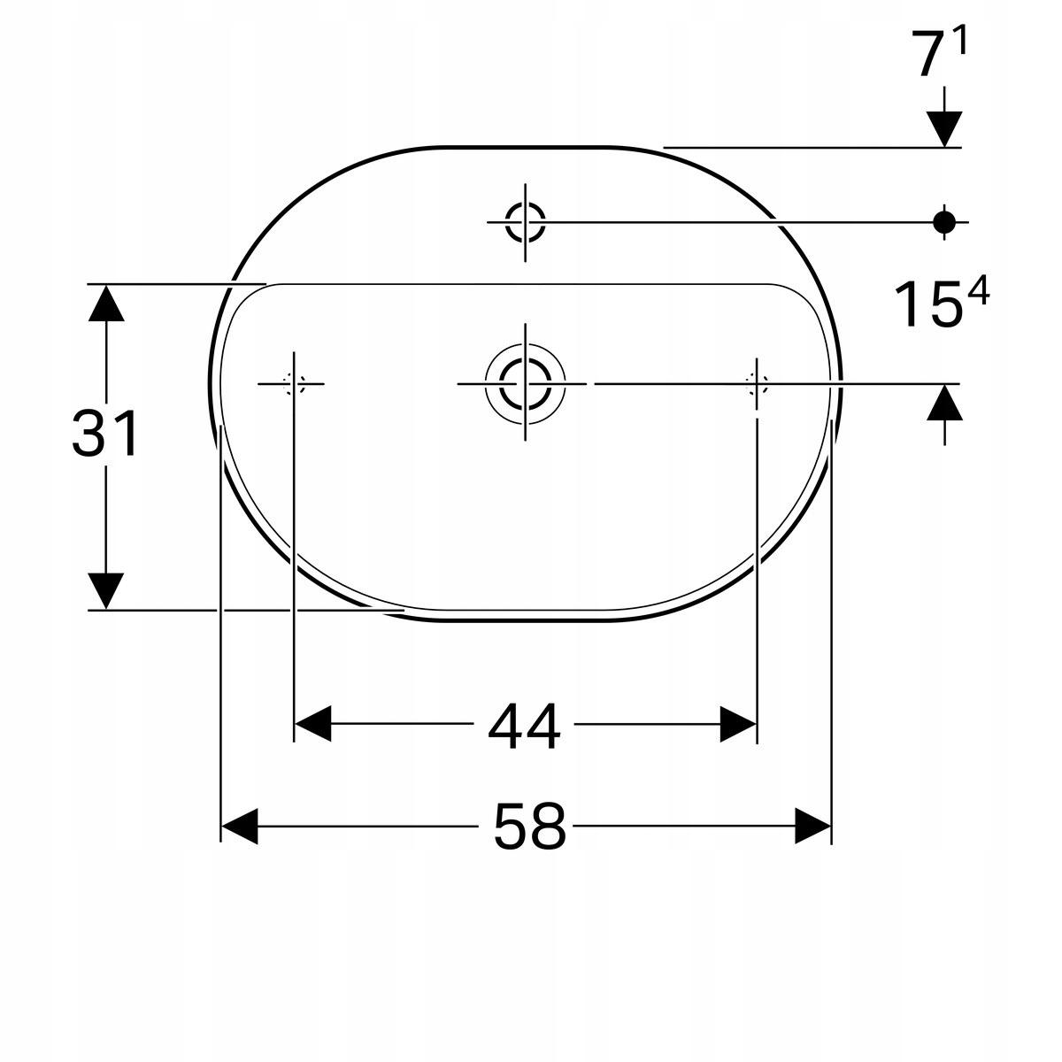 Umywalka Variform stawiana na blat, eliptyczna, B60 cm, H15.8 cm, T45 cm, b