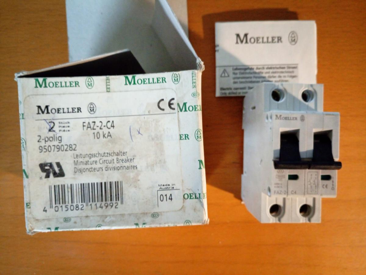 EATON Wyłącznik nadprądowy serii 15kA 2-biegunowy FAZ-C4/2