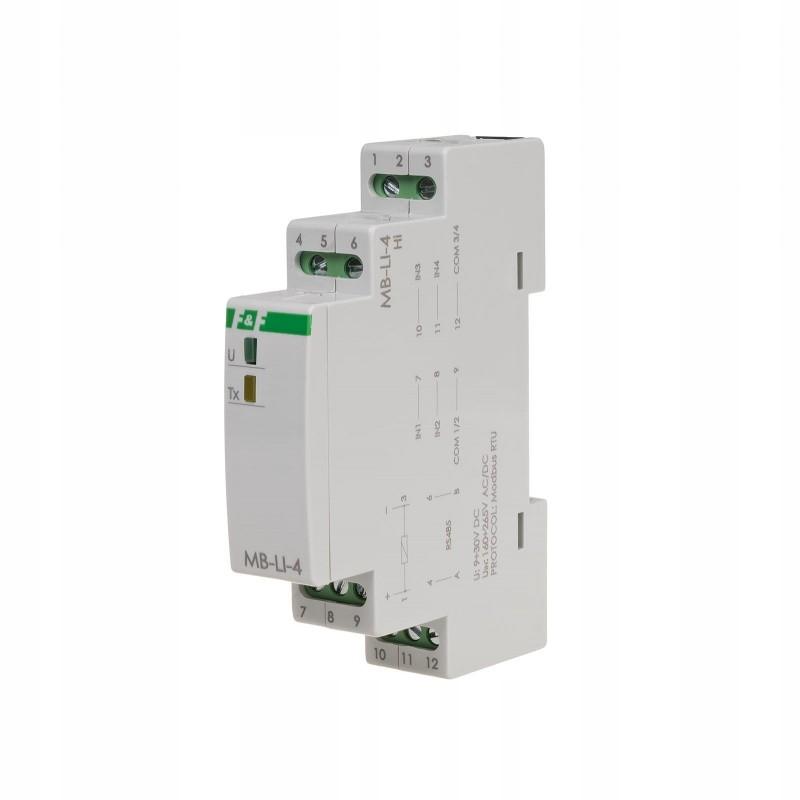 Licznik impulsów z wyjściem modbus rtu, 4-kanałowy, 1 moduł MAX-MB-LI-4LO